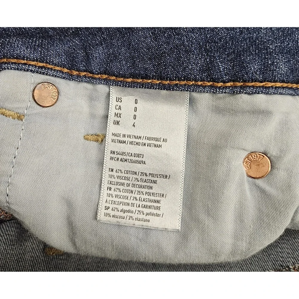American Eagle Hi-Rise Mini Skirt‎ Side Zippers Blue Denim Cutoff Mini Size 0
